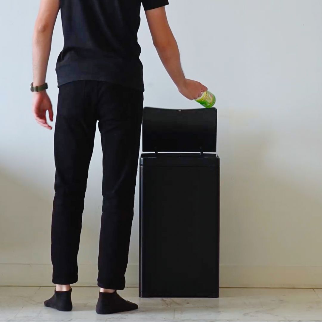 42L Matte Black Stainless Steel Sensor Dustbin